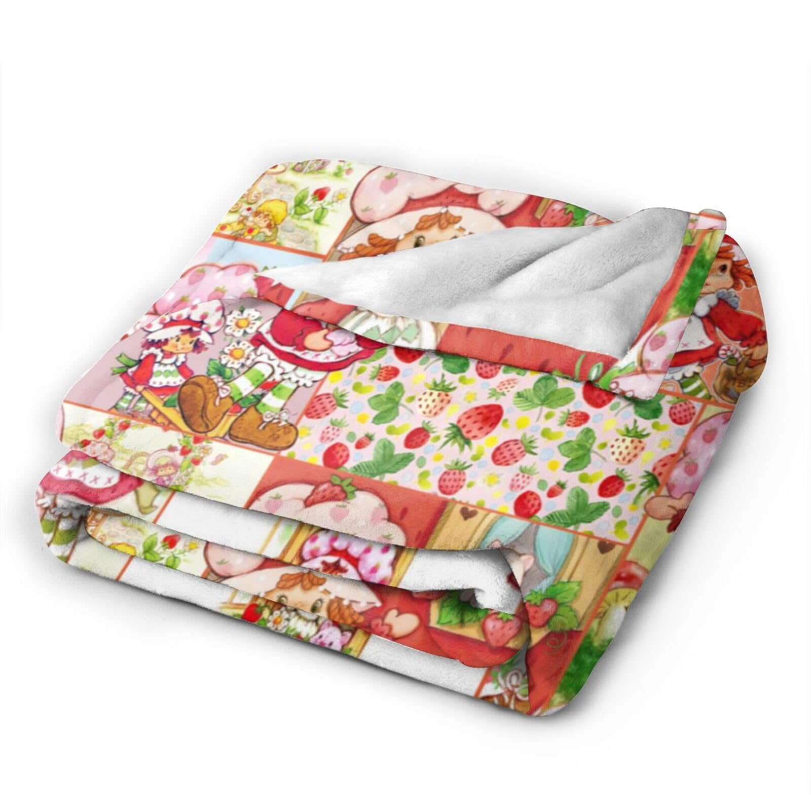 Cute Strawberry Flannel Blanket Soft Fuzzy Plush Blanket for Girls All Seasons (80 “x60”)