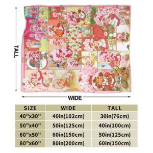 Cute Strawberry Flannel Blanket Soft Fuzzy Plush Blanket for Girls All Seasons (80 “x60”)