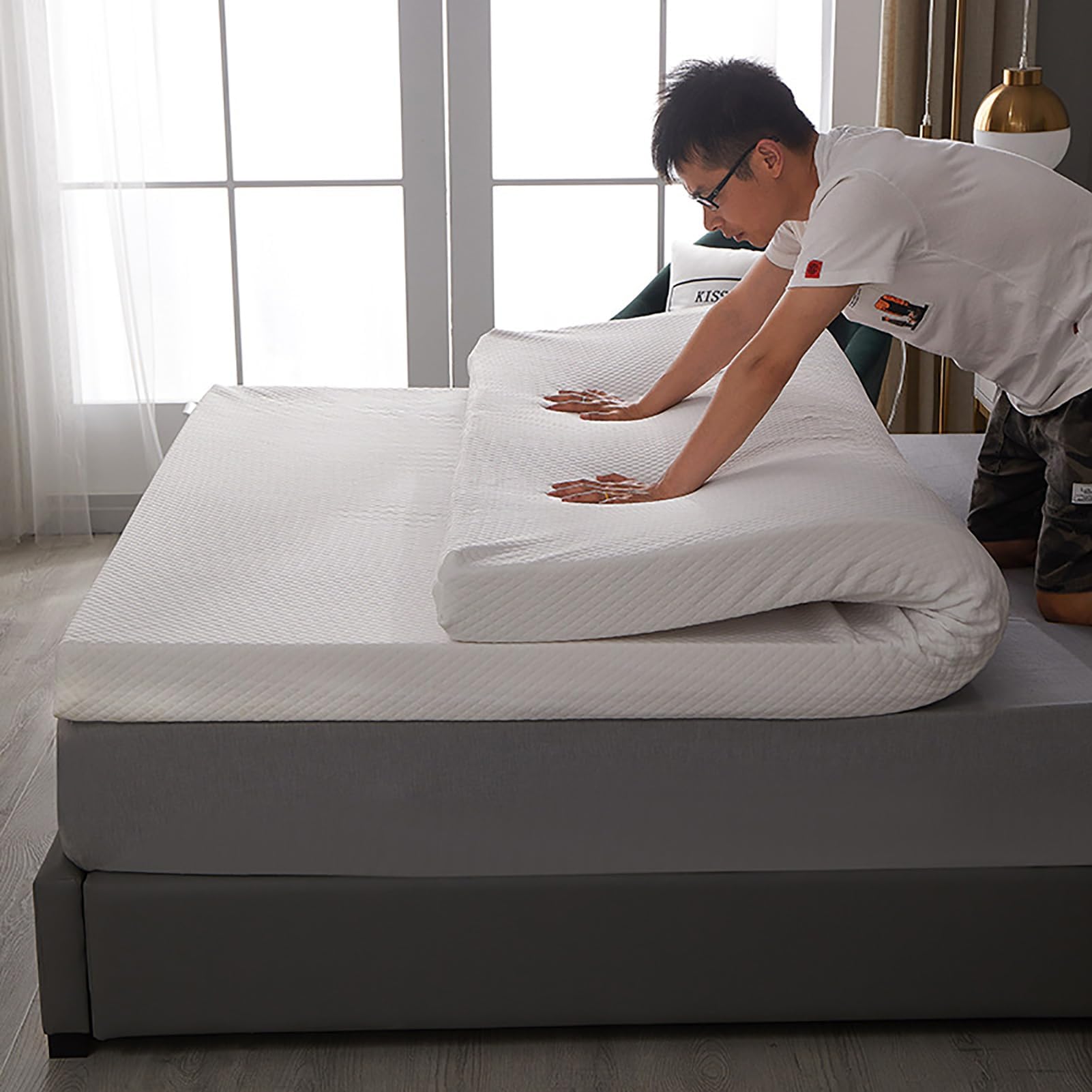 BIRJXVTO 1" Extra-Firm Natural Latex Organic Breathable and Comfortable, Durable and Not Easy to Collapse, Mattress Topper, Natural Latex Mattress,2.5cm,180x200cm