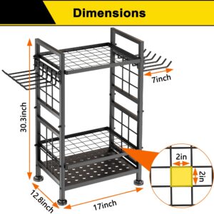 3 Tier Garden Tool Organizer, Garage Storage and Organization, Metal Yard Tools Storage up to 78 Tools, Heavy Duty Garden Tool Organizer for Garage, Yard, Patio, Shed, Indoors and Outdoors, Black