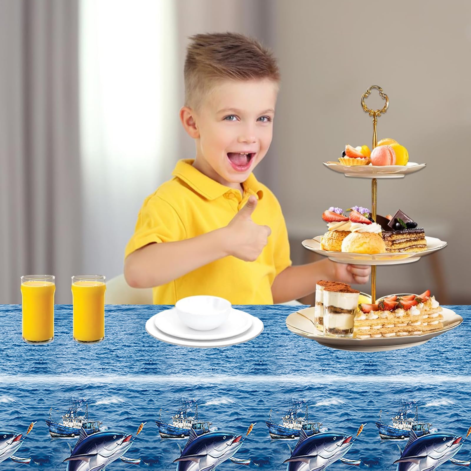 3 Pieces Gone Fishing Party Table Covers Gone Fishin’ Party Tableclothes Gone Fishing Party Decorations Supplies Favors for Fishing Theme Party Decorations Gone Fishing Party Supplies 54 X 108inches