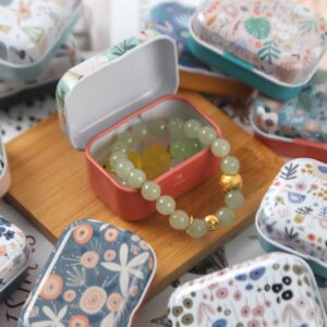 ASUNFO 16 Pcs Trinket Box Mini Tin Coin Box Containers Storage with Lid Floral Decorative Boxes