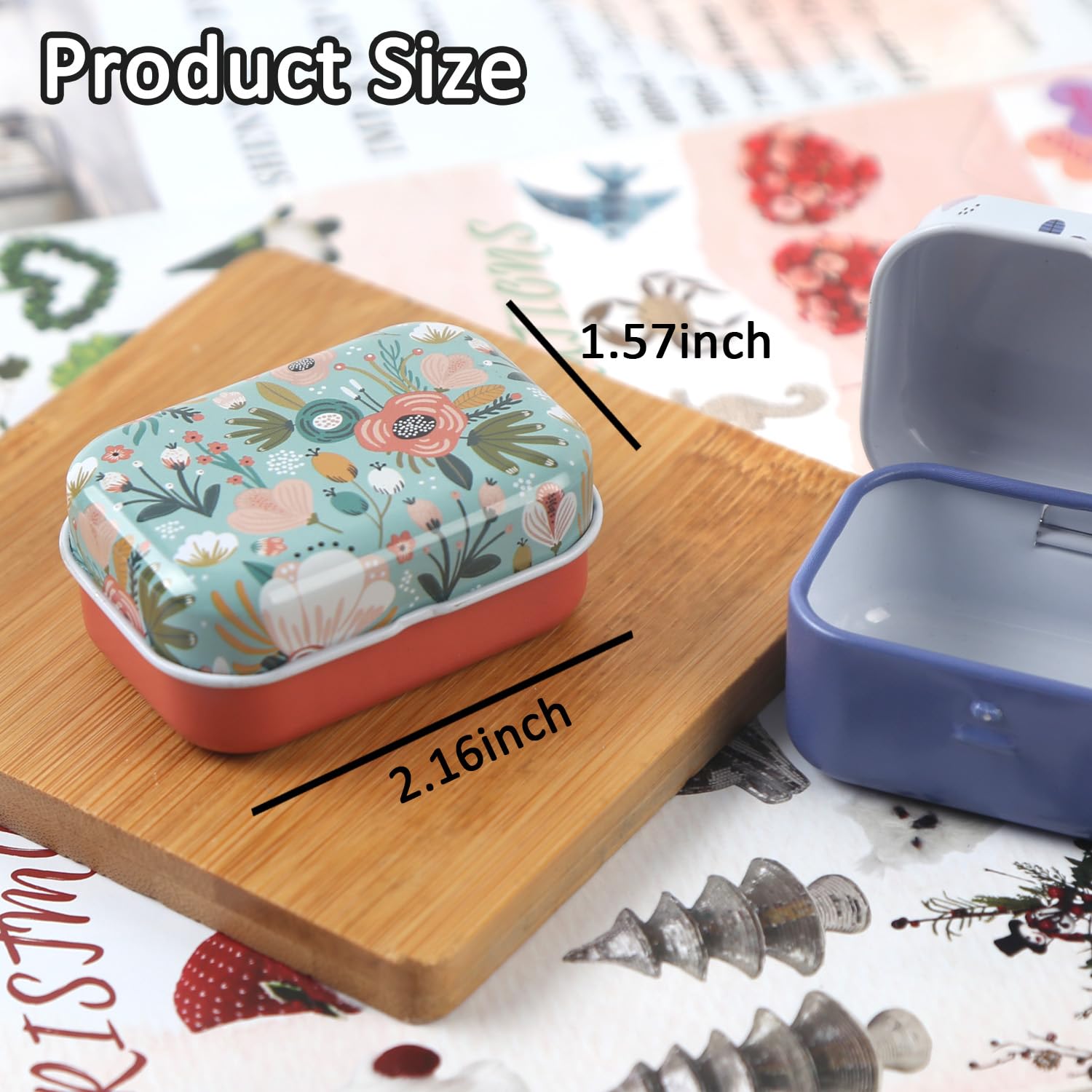 ASUNFO 16 Pcs Trinket Box Mini Tin Coin Box Containers Storage with Lid Floral Decorative Boxes