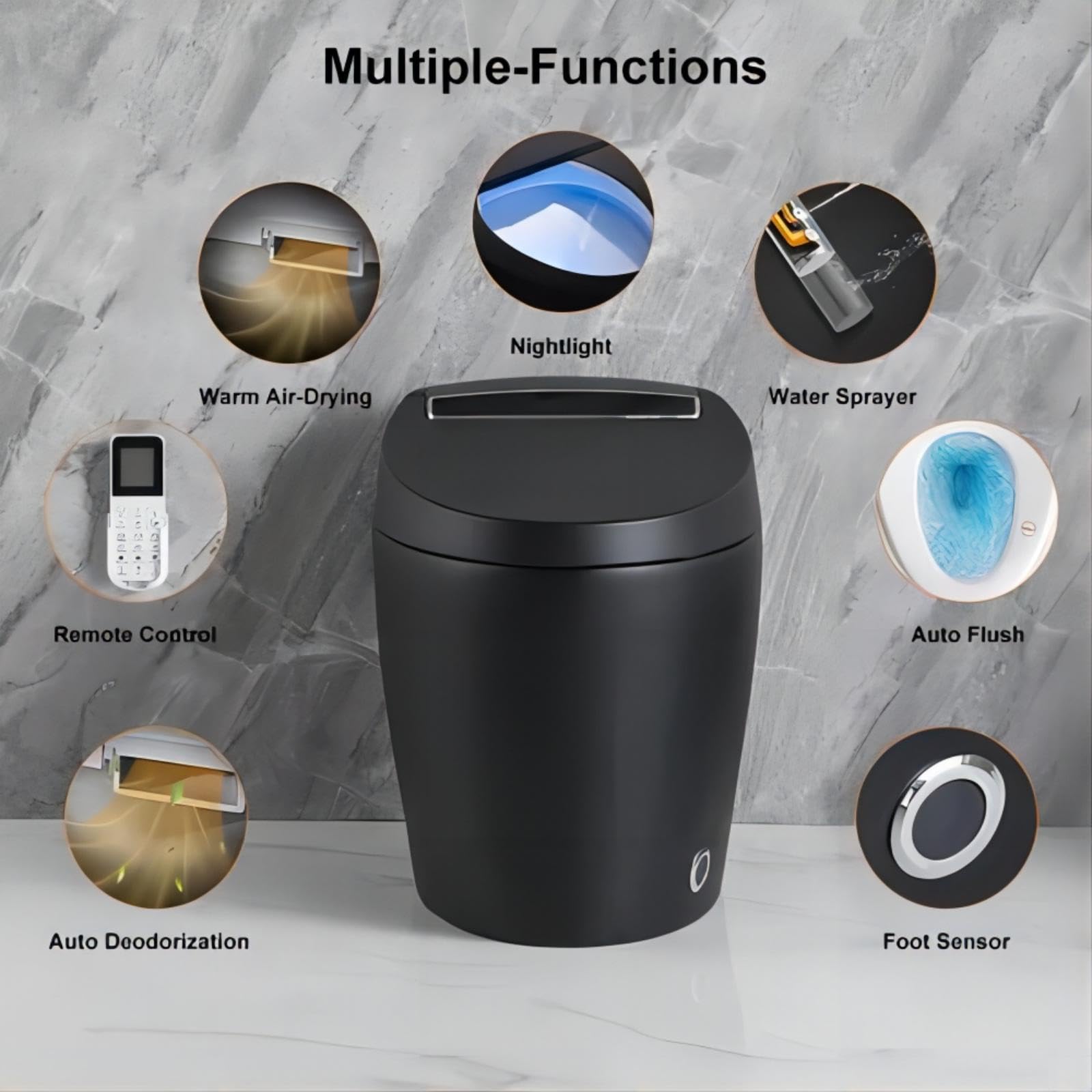 Homary Modern Smart Toilet, One-Piece 1.27 GPF Toilet Intelligent Elongated Bidet Toilet Auto Flush, Foot Sensor Operation, Heated Seat, Warm Water and Dry, Air Dryer, Digital Display