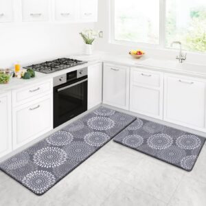 luxstep kitchen mats for floor,cushioned rug anti-fatigue mats for kitchen decor accessories,waterproof non-slip mats and rugs set for office,floor,laundry 17.3"×30"+17.3"×47",grey