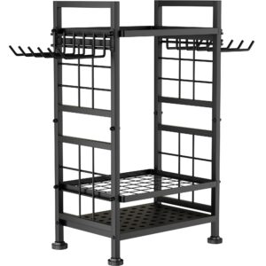 3 Tier Garden Tool Organizer, Garage Storage and Organization, Metal Yard Tools Storage up to 78 Tools, Heavy Duty Garden Tool Organizer for Garage, Yard, Patio, Shed, Indoors and Outdoors, Black