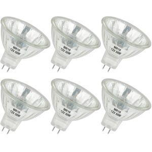 yegrueb mr16 halogen bulb, 12v 50w, gu5.3 bi-pin base, 2800k, warm white dimmable, for desk lamp, track light, desk lamp(pack of 6)