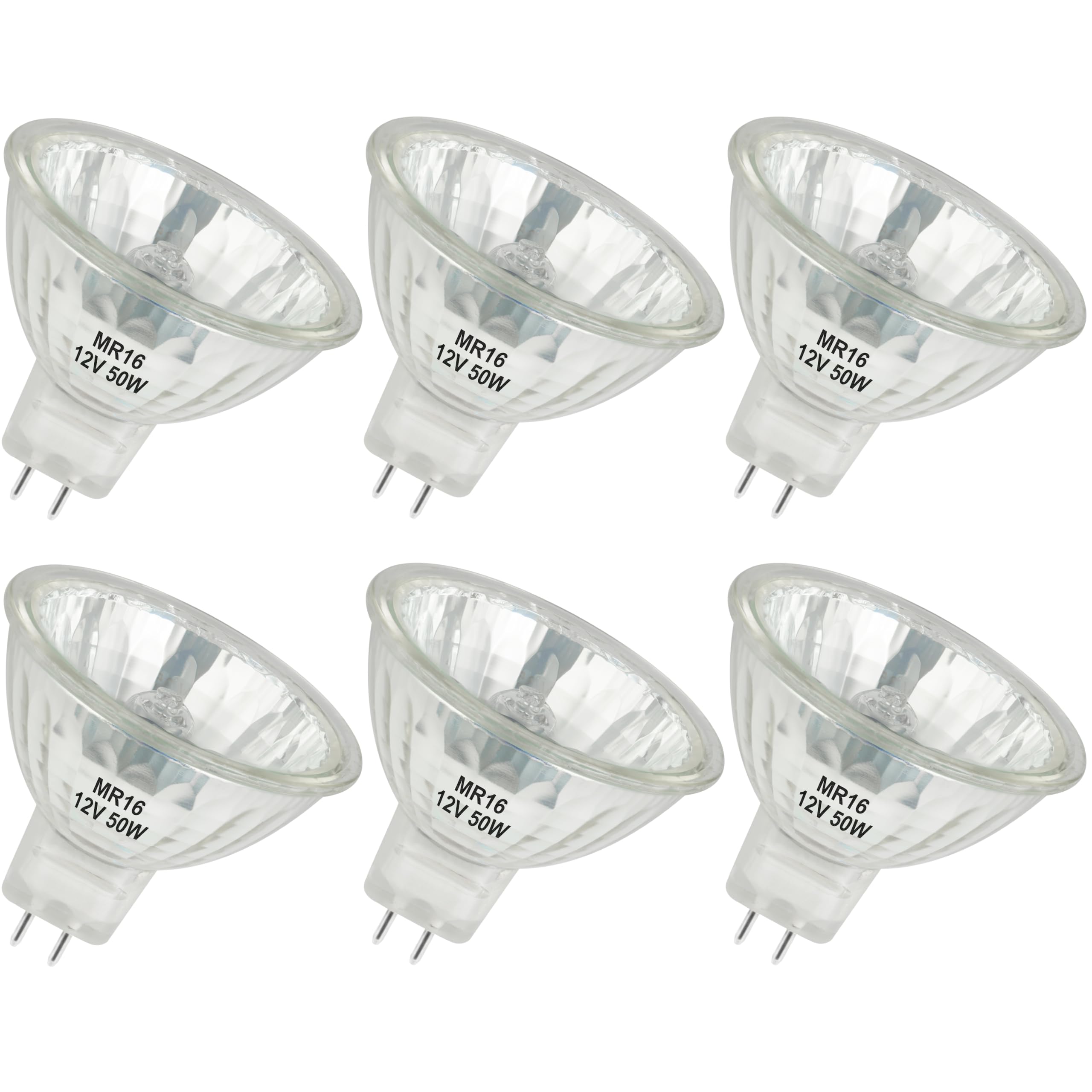 YEGRUEB MR16 Halogen Bulb, 12V 50W, GU5.3 Bi-Pin Base, 2800K, Warm White Dimmable, for Desk Lamp, Track Light, Desk Lamp(Pack of 6)