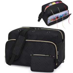 crochet yarn bag knitting bag 2pcs - ibfun yarn storage organizer crocheting bag for beginners with shoulder strap for crochet accessories knitting needles crochet hooks knitting