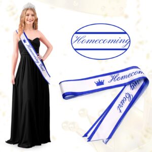 Lasnten 12 Pcs Homecoming Court Sashes Satin Sashes for Pageants Prom Court Sashes for Homecoming Party Favors School Dance Graduation Party Decoration Accessory (White, Blue, Blue)