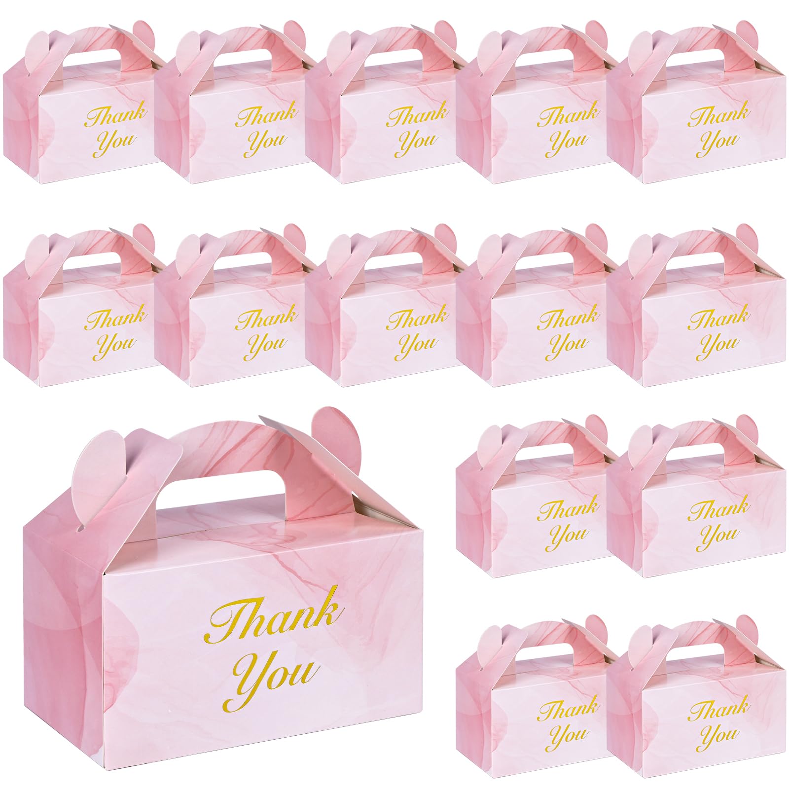 HONEYGIFTS 16PCS Party Favor Boxes, Pink Candy Gift Boxes Thank You Party Favors Treat Boxes for Wedding Birthday Baby Shower, 6.1×3.5×3.3 Inch