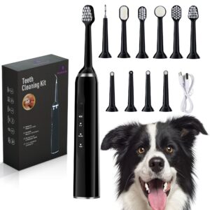 magentak dog teeth cleaning kit, sonic electric toothbrush for pets, teeth plaque remover brush set, rechargeable sonic toothbrush for teeth care with 3 modes and 11 replaceable brush heads