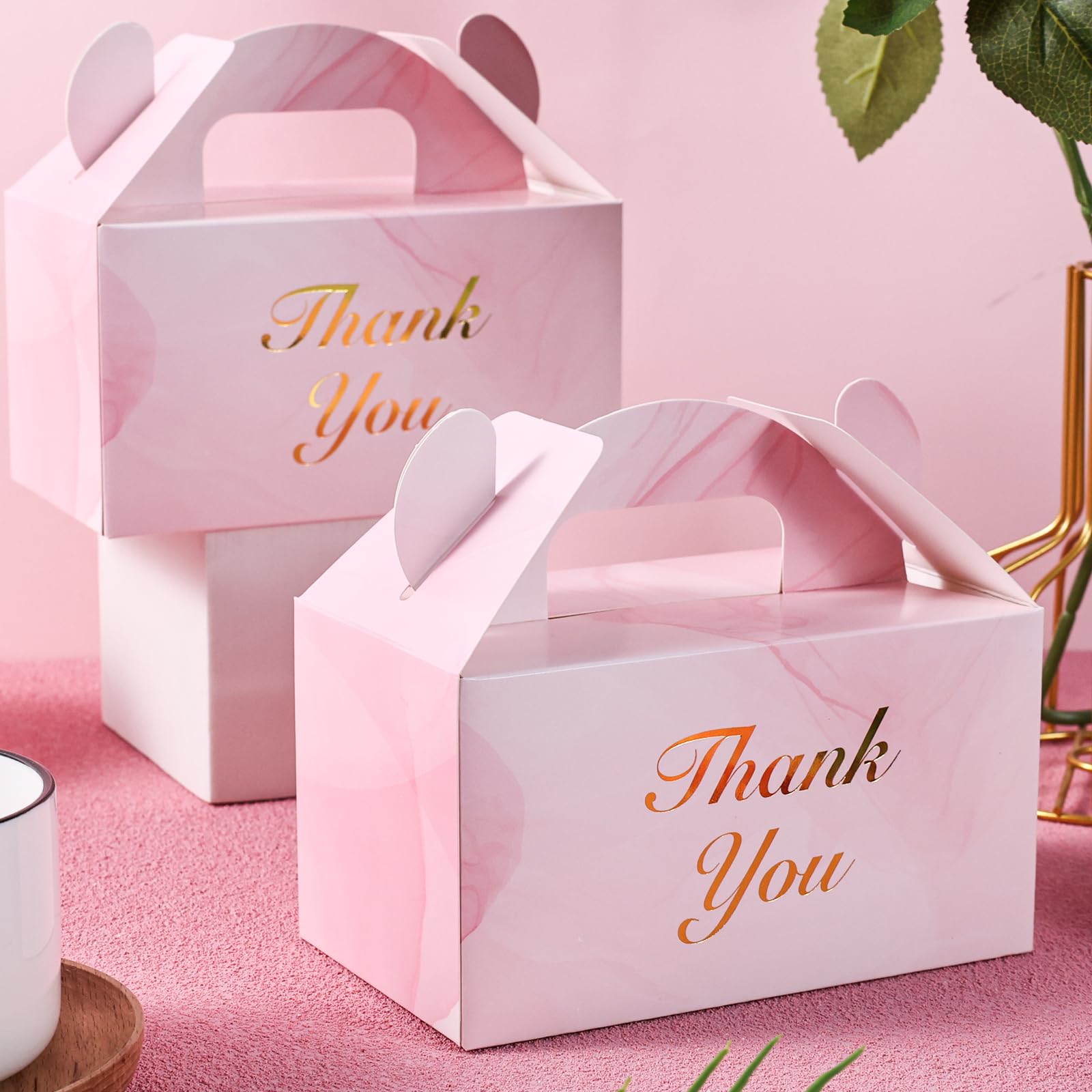 HONEYGIFTS 16PCS Party Favor Boxes, Pink Candy Gift Boxes Thank You Party Favors Treat Boxes for Wedding Birthday Baby Shower, 6.1×3.5×3.3 Inch