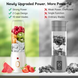 Personal Size Blender for Shakes and Smoothies,15.6 oz Portable Blender with 10 Blades,Rechargeable Mixers Fresh Fruit Juicers,Multifunctional Blender with 2 cups,For Travel,Sports,Outing VF23