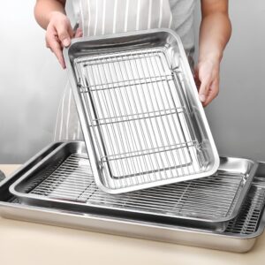 Roasting Pan Heavy Duty Stainless steel Turkey Pans for Oven,Toaster Oven Tray Pans with cooling rack,Hotel Pan, Barbeque Grill Pan,Deep Edge,Mirror treatment, Dishwasher Safe (23.4"x15.6"x2.8")