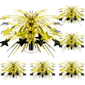 memorywuu 6 pcs black and gold foil spray centerpieces for tables metallic star table decorations for birthday graduation party favor supplies new year photo booth props, 8.7 inch tall