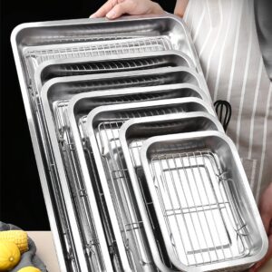 Roasting Pan Heavy Duty Stainless steel Turkey Pans for Oven,Toaster Oven Tray Pans with cooling rack,Hotel Pan, Barbeque Grill Pan,Deep Edge,Mirror treatment, Dishwasher Safe (23.4"x15.6"x2.8")