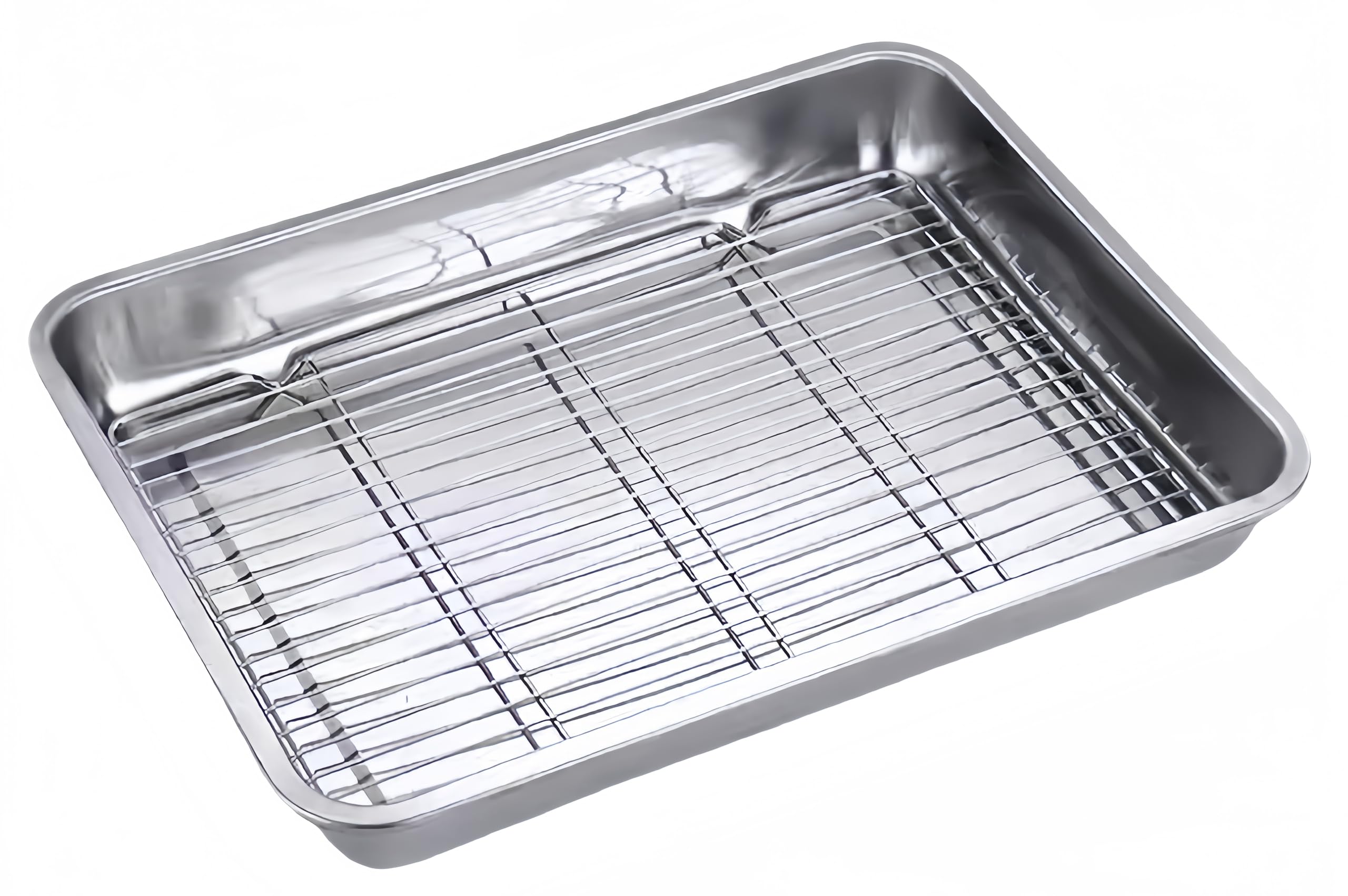 Roasting Pan Heavy Duty Stainless steel Turkey Pans for Oven,Toaster Oven Tray Pans with cooling rack,Hotel Pan, Barbeque Grill Pan,Deep Edge,Mirror treatment, Dishwasher Safe (23.4"x15.6"x2.8")