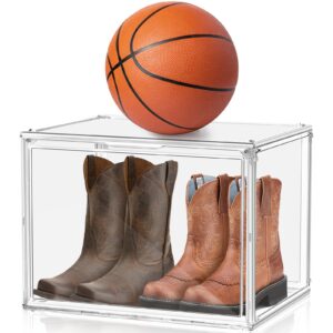 extra large acrylic display case, xxx-large clear shoe box for boot shoe boxes sneaker boxes stackable shoe organizer with magnetic door