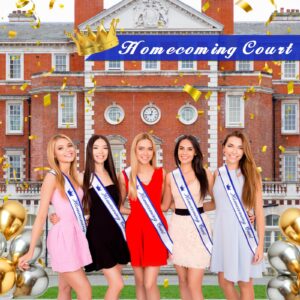 Lasnten 12 Pcs Homecoming Court Sashes Satin Sashes for Pageants Prom Court Sashes for Homecoming Party Favors School Dance Graduation Party Decoration Accessory (White, Blue, Blue)