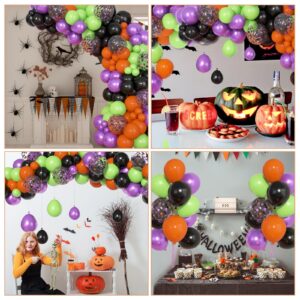 72Pcs Halloween Latex Balloons Kit,12inch Orange Black Purple Green Confetti Balloons Halloween Decorations for kids Halloween Celebration Party Decor