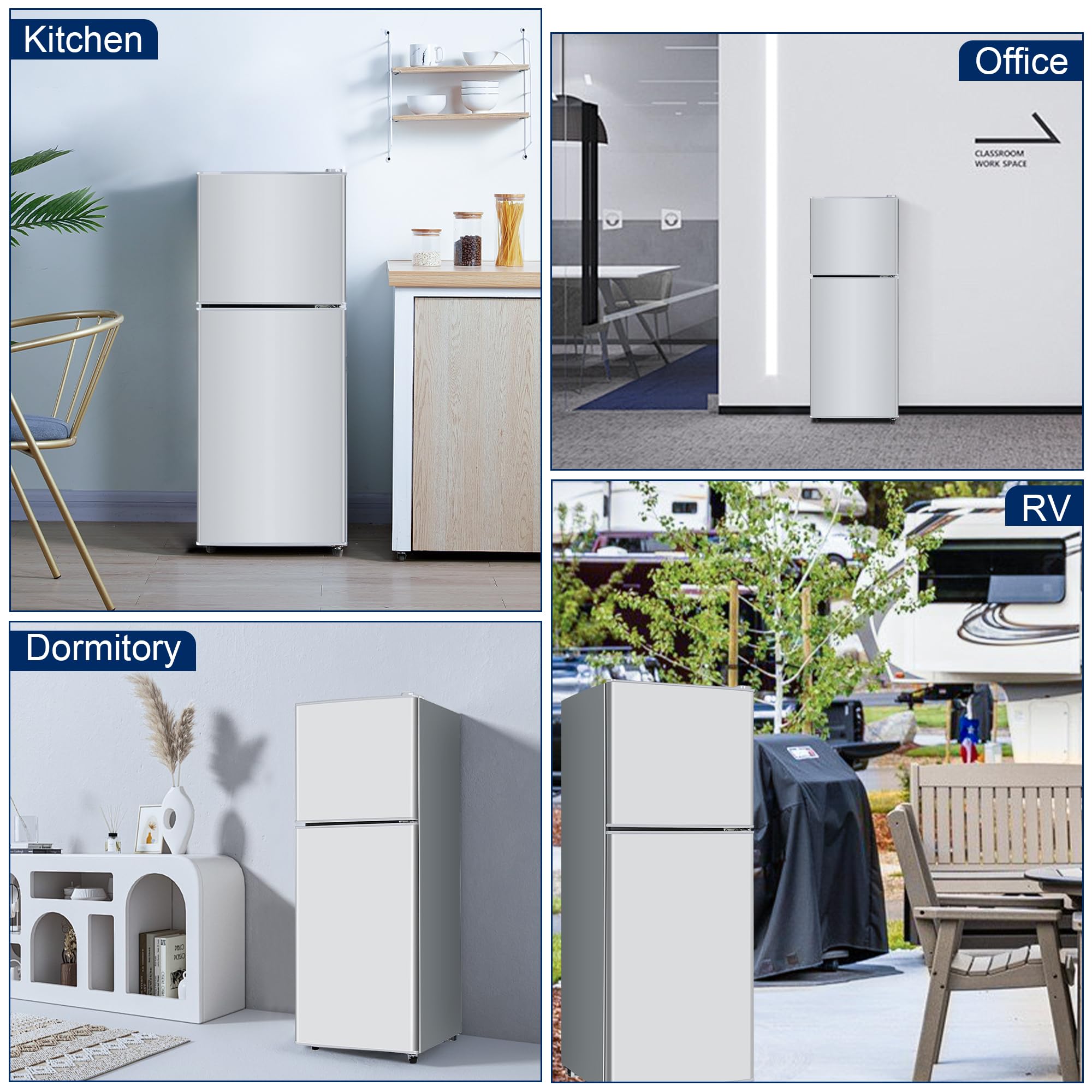 OOTDAY Mini Fridge With Freezer, 4.8 Cu. Ft.Refrigerator With 2 Doors, Apartment Size Refrigerator with Freezer Combo for Bedroom, Office, Kitchen, Apartment, Dorm