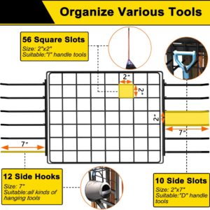 3 Tier Garden Tool Organizer, Garage Storage and Organization, Metal Yard Tools Storage up to 78 Tools, Heavy Duty Garden Tool Organizer for Garage, Yard, Patio, Shed, Indoors and Outdoors, Black