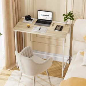 Elephance Folding Desk No Assembly Required 31.5" Small Foldable Computer Desk for Small Spaces, Space Saving Study Writing Office Desk Foldable Table for Home Office Beige