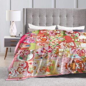 Cute Strawberry Flannel Blanket Soft Fuzzy Plush Blanket for Girls All Seasons (80 “x60”)