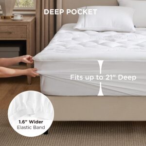 Bedsure Queen Mattress Protector Waterproof - Deep Pocket Mattress Pad Up to 21 Inches, 600 GSM Non Slip Soft Breathable Quilted Padded Mattress Cover