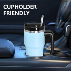 Icesip 20 oz Tumbler with Handle and Straw, insulated cup coffee mug with lid, straw and handle, Double Wall Stainless Steel Vacuum Coffee Tumbler travel mug spill proof, Navy Blue 1pcs