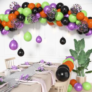 72Pcs Halloween Latex Balloons Kit,12inch Orange Black Purple Green Confetti Balloons Halloween Decorations for kids Halloween Celebration Party Decor