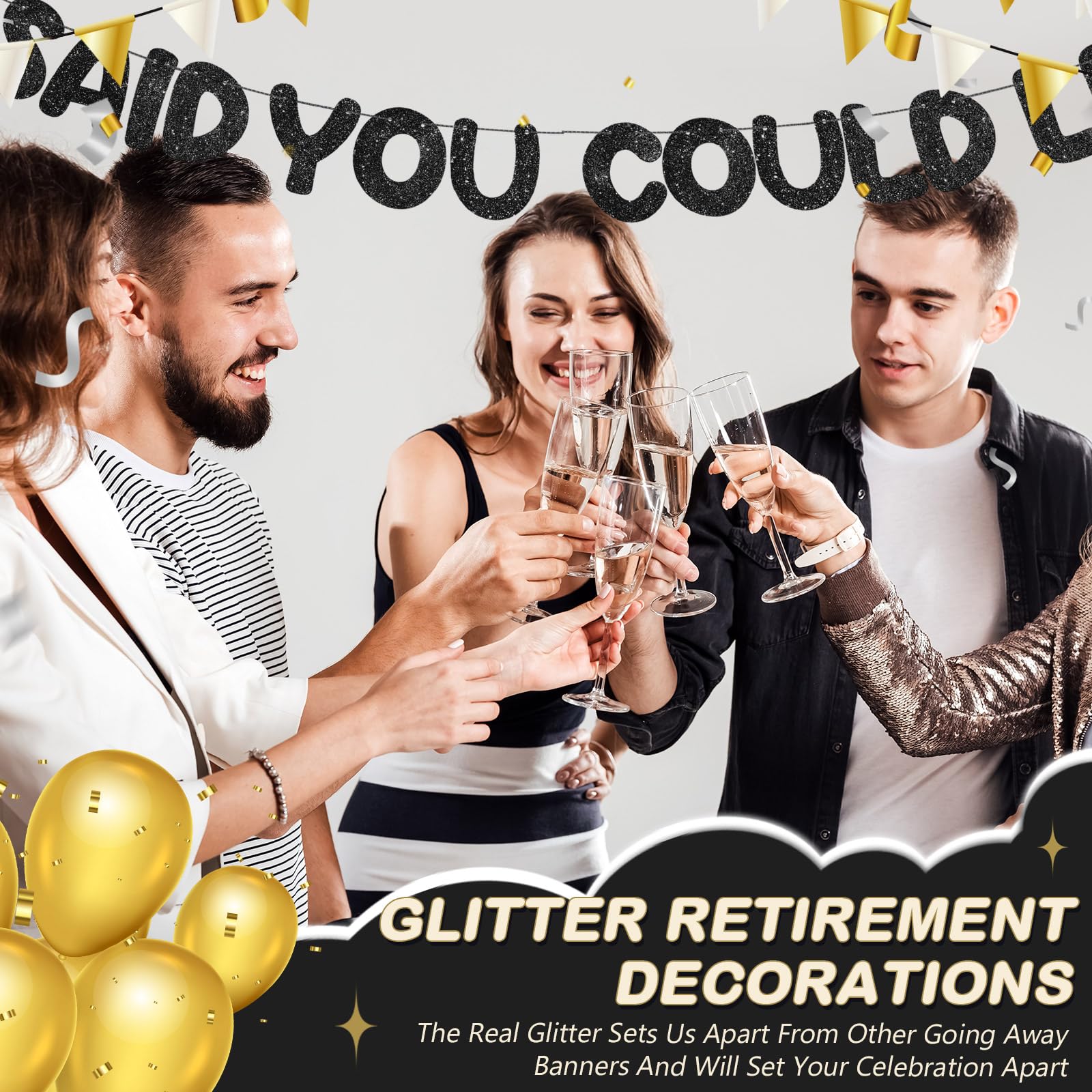 Fulmoon Glitter Who Said You Could Leave Banner Pre Strung Going Away Party Decorations 9.8 ft Farewell Banner Going Away Party Sign Garland for Retirement Graduation(Glitter Black)