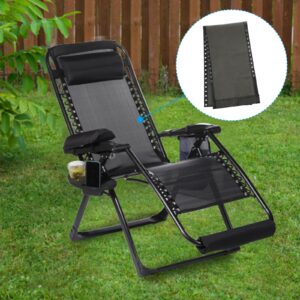 PATIKIL Gravity Chair Replacement Fabric, 63"x17" Anti-Gravity Chair Cloth Recliners Repair Tool with Bungee Cord Kit for Patio Pool Lawn Camping Outdoor, Brown