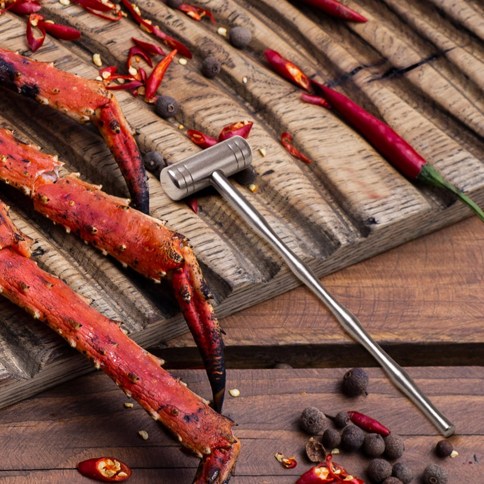 Creole Feast CH1001 Stainless Steel Crab or Lobster Mallet, 6-Inch Seafood Hammer, Solid Seafood Shellfish Cracker Tool, Silver