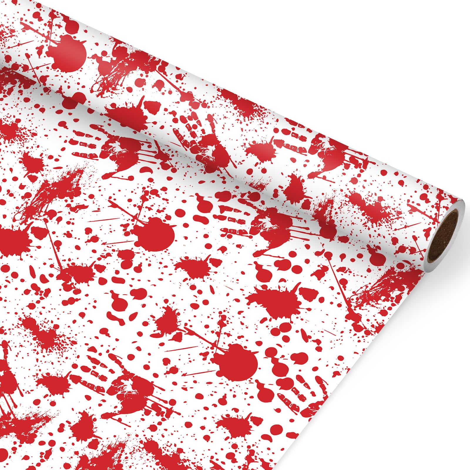 JarThenaAMCS Halloween Wrapping Paper -Mini Roll- 17in x 32.8Ft Bloody Handprint Gift Wrap Paper for Trick or Treat Birthday Party Wrapping Supplies