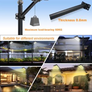 Light Poles Mount Bracket for Solar Street Lights Outdoor Heavy Duty Metal Kit Wall Pipes Clamp Led Lamp Post Extension Fixture Sturdy Steel Endurance Arm Fit Flood Fog Spot Lighting (48mm 1Pcs)