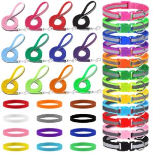 ggstddup 36 pcs reflective puppy collar and leash set, dog collar and leash adjustable puppy collars quick release clip buckle dog collar for small medium dogs walking training