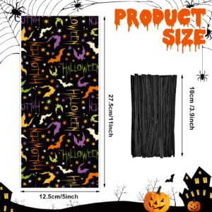 Hotop 160 Pcs Halloween Cellophane Bags Halloween Treat Bags Plastic Halloween Party Favors Bags Trick or Treat Cookie Goodie Bags with Ties for Halloween Party Favors Gifts, 8 Design