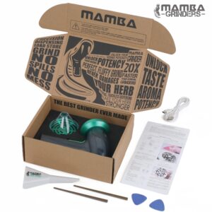 Mamba Monster 3.5g Green Portable Electric Herb Grinder. Rechargeable USB Powered Essential Kitchen Spice Mill for One Handed Grinding