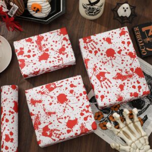 JarThenaAMCS Halloween Wrapping Paper -Mini Roll- 17in x 32.8Ft Bloody Handprint Gift Wrap Paper for Trick or Treat Birthday Party Wrapping Supplies