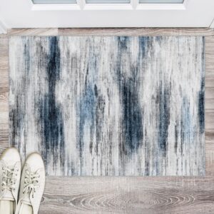 umbfun 2x3 washable rug non-slip, modern abstract navy rug indoor door mat throw carpet as home decor for bedroom kitchen bathroom entryway