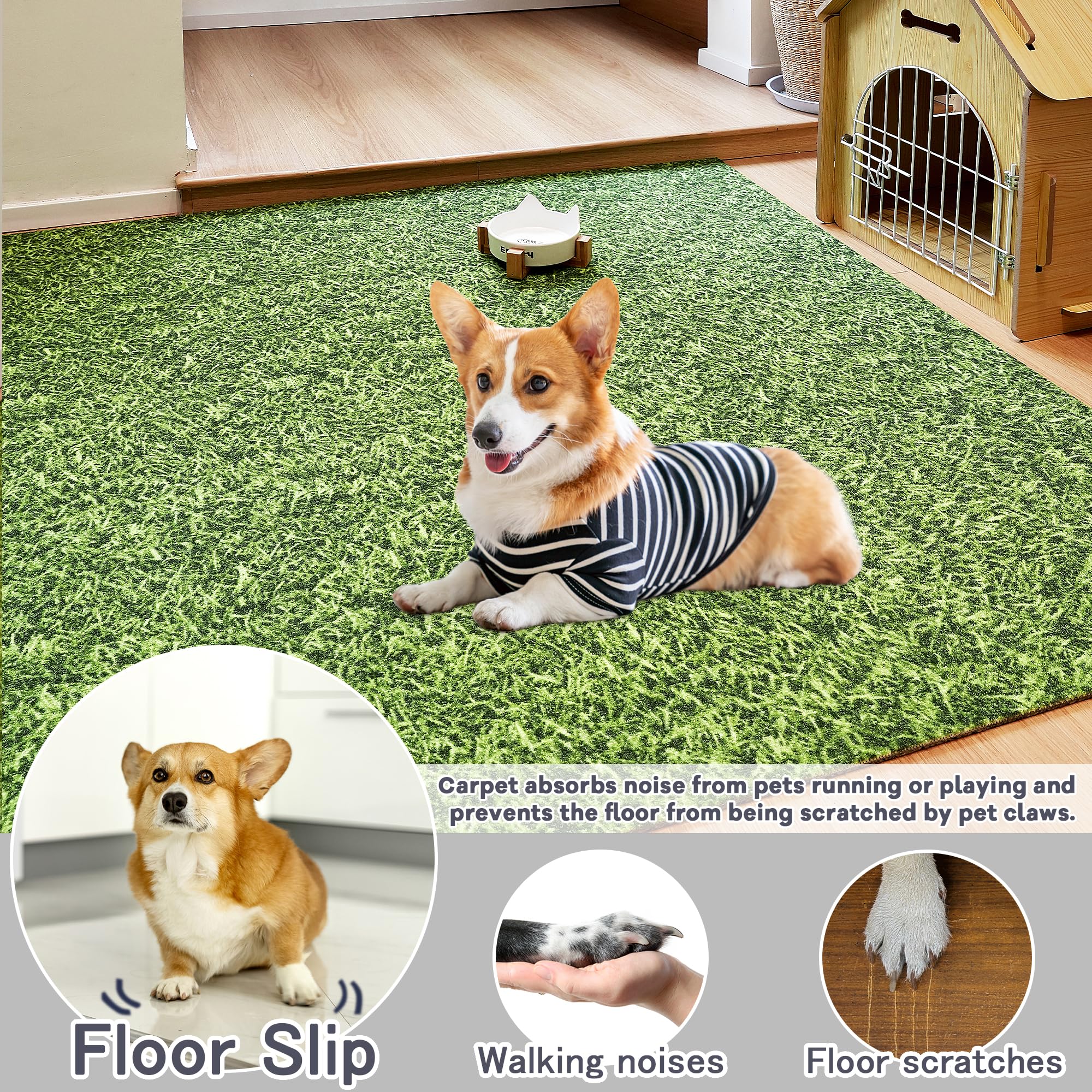 Candockway Carpet Tiles, Peel and Stick Floor Tile 15.75×15.75 inch, Self Adhesive Interlocking Carpet Squares, Anti-Slip Dog Cat Mat Easy Install for Living Room Bedroom 6 Pcs