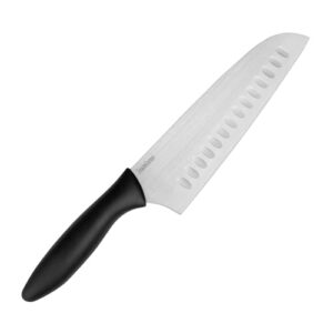 kershaw 6.5-inch santoku knife - japanese style all-purpose kitchen knife with granton blade, razor sharp stainless steel, ergonomic handle, includes sheath