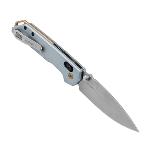 Kershaw Mini Iridium Folding Pocket Knife, 3 inch D2 Steel Blade, DuraLock, Ice Blue Handle with Gold Backspacer, Pocketclip