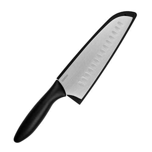 Kershaw 6.5-Inch Santoku Knife - Japanese Style All-Purpose Kitchen Knife with Granton Blade, Razor Sharp Stainless Steel, Ergonomic Handle, Includes Sheath