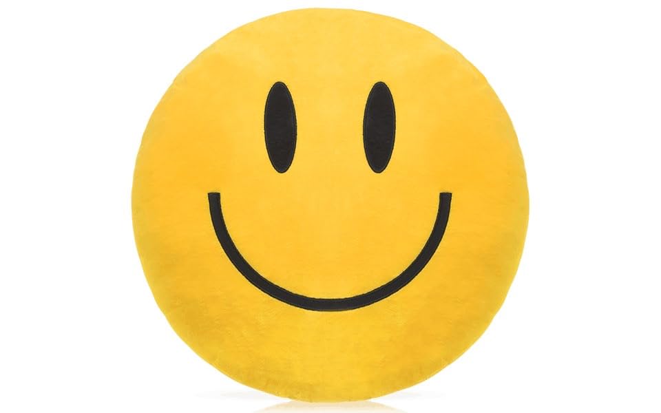 suppies Smiley Face Pillow - Soft Polyester Happy Face Pillow -14" X 14" Cute Pillow for Cute Room Decor - Living Room Decor - Toy - Birthday Gifts for Boys and Girls - 3D Round Throw Pillow