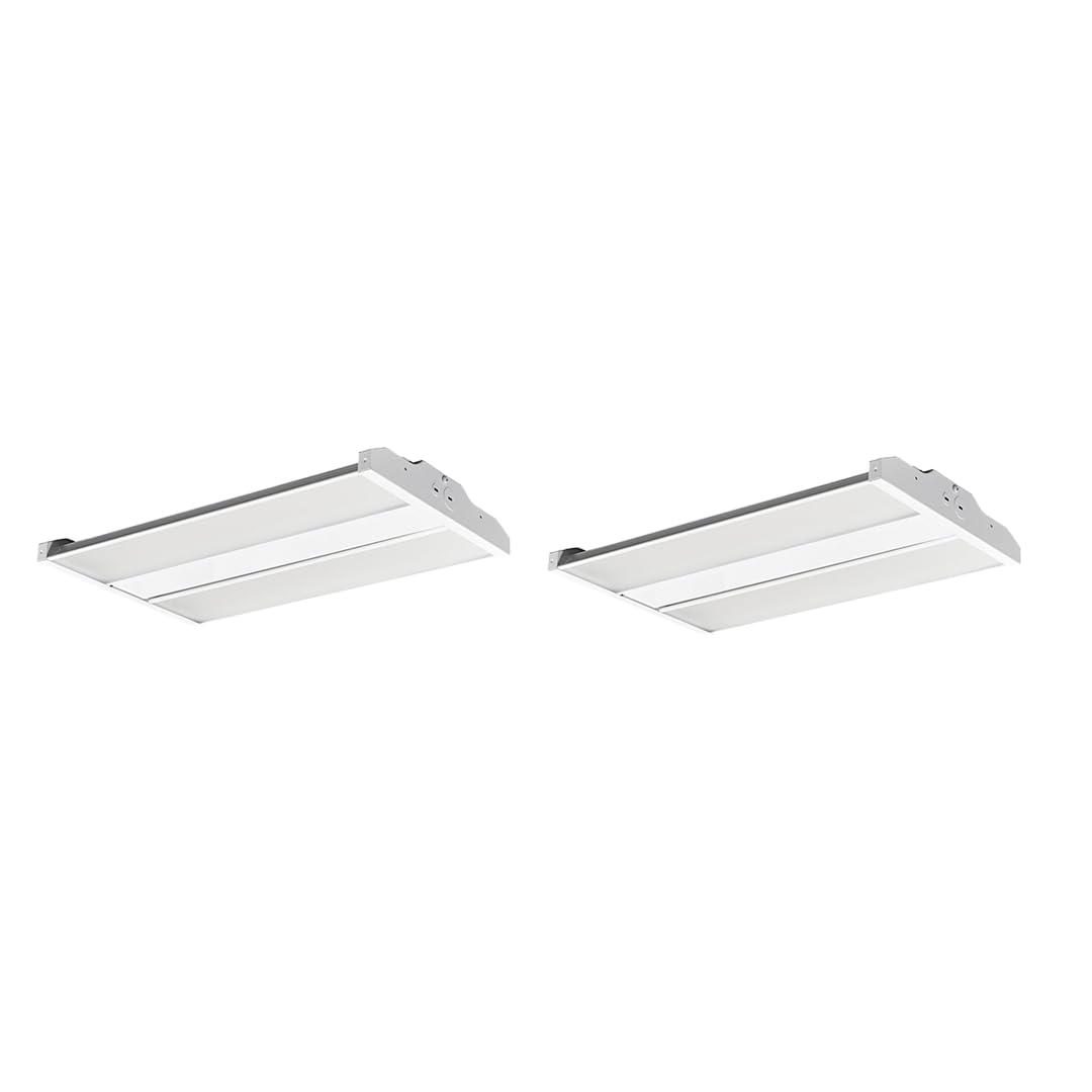 WareLight Oslo Compact Linear High Bay Fixture - 11,000 Lumens, 78 Watt, CCT Selectable, 120-277V LED Light, 16.5 x 10.2 x 1.8 Inches, White, Pack of 2