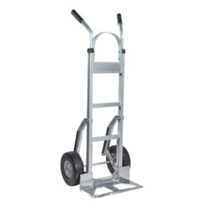 Mytee Products 600 lbs Dual Handle Aluminum Hand Truck Heavy Duty Dolly with 10" Solid Caster Wheels - Large Hand Truck with Skid Bars - 52.3" x 17.5" with 19.3" x 7.5" Nose Plate