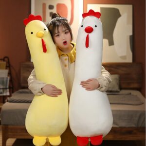 Maomoto Long Chicken Plush Body Pillow, 23.6” Soft Cute Chicken Throw Pillow Cushion Funny Fat Chicken Fluffy Pillow Stuffed Animals Plushies, Ideal Gifts for Kids Girlfriend